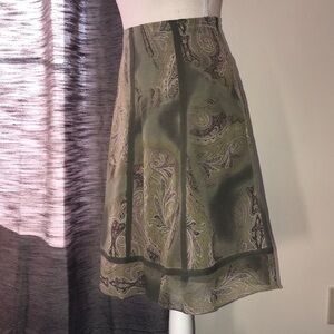 Express Small green and purple paisley A-Line skirt